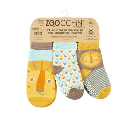 Καλτσάκια Zoocchini Grip + Easy Λίο το Λιονταράκι 3 τεμ. Πορτοκαλί | Εσώρουχα - Κάλτσες- Kαλσόν στο Fatsules