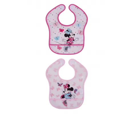 Disney Baby Minnie Mouse Βρεφικές σαλιάρες 2 τεμ. Ροζ-Φουξ | Σαλιάρες Φαγητού στο Fatsules
