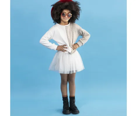 M&B Kid's Fashion Φόρεμα τούλι Μπεζ Λευκό | Φορέματα στο Fatsules