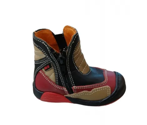 Δερμάτινα μποτάκια με φερμουάρ Μπεζ κόκκινο Mk Kids shoes | Παιδικά Παπούτσια στο Fatsules