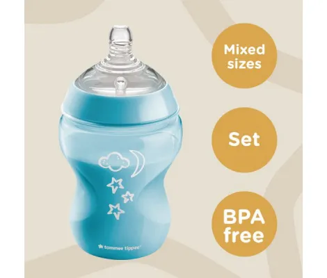 Tommee Tippee Closer To Nature Πλαστικά Μπιμπερό Σετ 9 τμχ Μπλε για 0+ μηνών | Μπιμπερό - Θηλές στο Fatsules