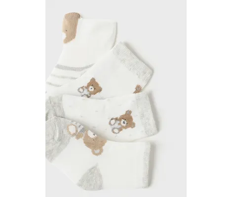Mayoral Σετ 4 καλτσάκια λευκό γκρι | Βρεφικά καπέλα - Βρεφικές κορδέλες - τσιμπιδάκια - Βρεφικές κάλτσες - καλσόν - σκουφάκια - γαντάκια για μωρά στο Fatsules