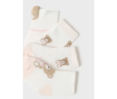 Mayoral Σετ 4 καλτσάκια ροζ μπεμπέ | Βρεφικά καπέλα - Βρεφικές κορδέλες - τσιμπιδάκια - Βρεφικές κάλτσες - καλσόν - σκουφάκια - γαντάκια για μωρά στο Fatsules