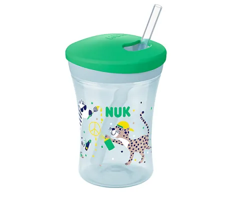 Nuk Παιδικό Ποτηράκι "Action Cup" Πράσινο 230ml για 12m+ | Θερμός υγρών και παγουρίνα στο Fatsules