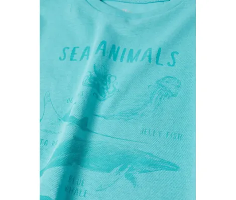 Zippy Παιδικό Σετ 2 μπλουζάκια 'Sea animals' Μπλε Τιρκουάζ | Μπλουζάκια - Πουλόβερ στο Fatsules