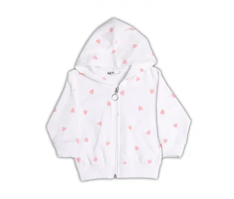 NEK Kids Wear Βρεφικό Σετ 3 τμχ ζακέτα,μπλούζα και κολάν 'Καρδιές' Λευκό Ροζ | Βρεφικά Σύνολα - Σετ - Σαλοπέτα στο Fatsules