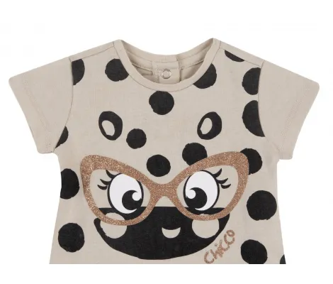 Chicco βρεφική μπλούζα κοντομάνικη Πουά Μπεζ | Βρεφικά μπλουζάκια-πουλόβερ στο Fatsules