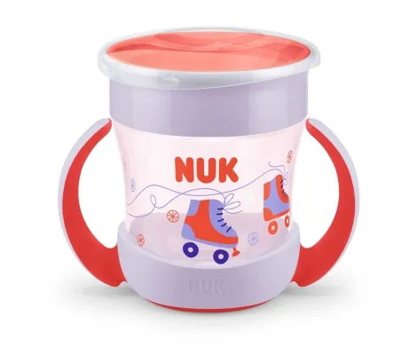 Nuk Mini Magic Cup Εκπαιδευτικό Ποτηράκι με Χείλος & Καπάκι 6m+ Κόκκινο | Θερμός υγρών και παγουρίνα στο Fatsules
