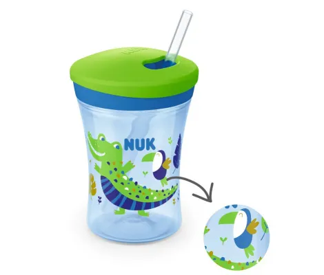 Nuk Παιδικό Ποτηράκι "Action Cup" Chameleon Μπλε 230ml για 12m+ | Θερμός υγρών και παγουρίνα στο Fatsules