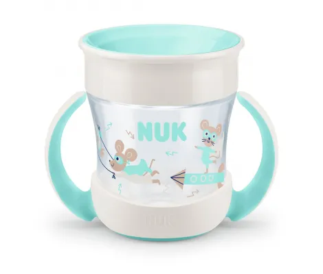 Nuk Mini Magic Cup Εκπαιδευτικό Ποτηράκι με Χείλος & Καπάκι 6m+ 'Ακουα | Θερμός υγρών και παγουρίνα στο Fatsules