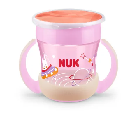 Nuk Mini Magic Cup Night Εκπαιδευτικό Ποτηράκι με Χείλος & Καπάκι 6m+ Ροζ | Θερμός υγρών και παγουρίνα στο Fatsules