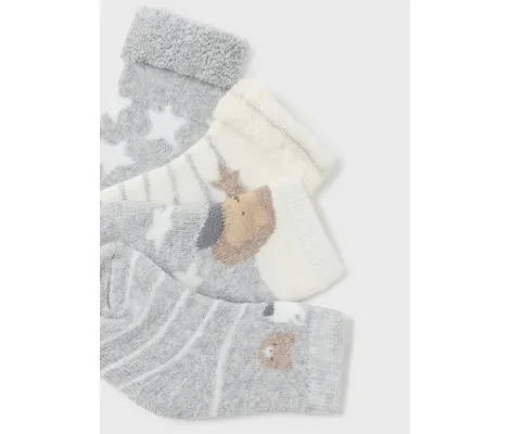 Mayoral Σετ 4 καλτσακια ασημι σκου | Βρεφικά καπέλα - Βρεφικές κορδέλες - τσιμπιδάκια - Βρεφικές κάλτσες - καλσόν - σκουφάκια - γαντάκια για μωρά στο Fatsules