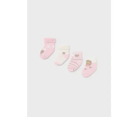 Mayoral Σετ 4 καλτσακια ροζ μπεμπε | Βρεφικά καπέλα - Βρεφικές κορδέλες - τσιμπιδάκια - Βρεφικές κάλτσες - καλσόν - σκουφάκια - γαντάκια για μωρά στο Fatsules