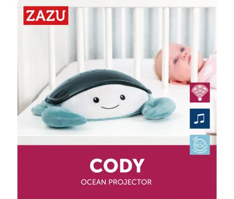 Cody Κάβουρας Βρεφικός Προβολέας με Κινούμενα Ψαράκια & Λευκούς Ήχους Ωκεανού ZAZU | Λευκοί ήχοι - Προτζέκτορες στο Fatsules