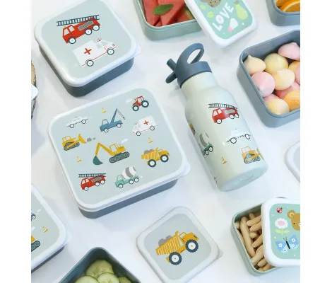 Σετ 4 τεμ. δοχείο φαγητού A Little Lovely Company Lunch & Snack Box Jungle Vehicles | Δοχεία Φαγητού στο Fatsules