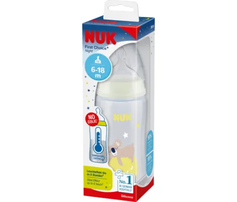 NUK First Choice Plus Night Μπιμπερό με Έλεγχο Θερμοκρασίας, 6-18m 300ml | Βρεφανάπτυξη στο Fatsules