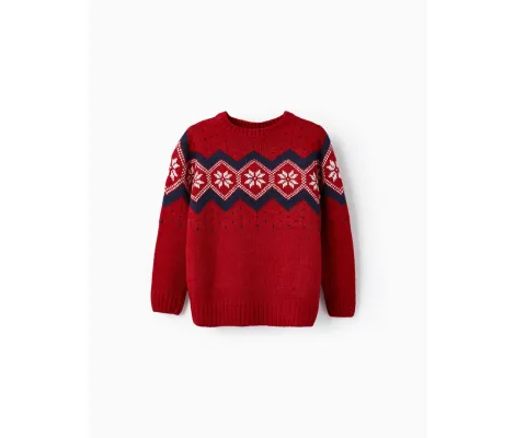 Zippy πουλόβερ πλεκτό ζακάρ Κόκκινο | Μπλουζάκια - Πουλόβερ στο Fatsules