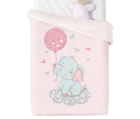 Ισπανική βελουτέ κουβέρτα Manterol Baby Vip 75x100cm 535 C04 Ροζ | Προίκα Μωρού - Λευκά είδη στο Fatsules