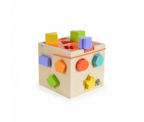Moni ξύλινος εκπαιδευτικός κύβος Shape Sorting Wooden Cube | Παιδικά παιχνίδια στο Fatsules