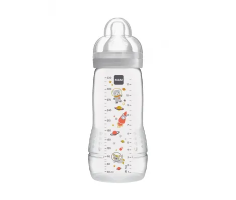 Μπιμπερό πλαστικό με θηλή σιλικόνης MAM Easy Active Bottle  330ml 4m+ Γκρι | Μπιμπερό - Θηλές στο Fatsules