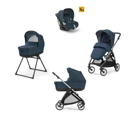 Σύστημα μεταφοράς Electa Quattro χρώμα Hudson Blue με σκελετό Silver Black και παιδικό κάθισμα αυτοκινήτου Darwin Infant | Πολυκαρότσια 3 σε 1 στο Fatsules