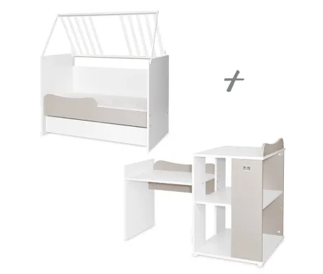 Πολυμορφικό κρεβάτι Lorelli Multi 5 σε 1 White/Coffee + Δώρο το στρώμα | Πολυμορφικά Κρεβάτια στο Fatsules