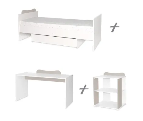 Πολυμορφικό κρεβάτι Lorelli Multi 5 σε 1 White/Artwood + Δώρο το στρώμα | Πολυμορφικά Κρεβάτια στο Fatsules
