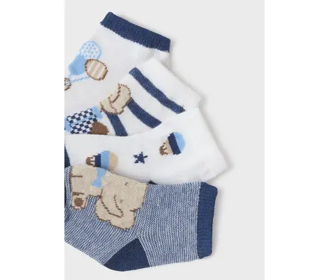 Mayoral Σετ 4 Καλτσάκια Μπλε | Βρεφικά καπέλα - Βρεφικές κορδέλες - τσιμπιδάκια - Βρεφικές κάλτσες - καλσόν - σκουφάκια - γαντάκια για μωρά στο Fatsules
