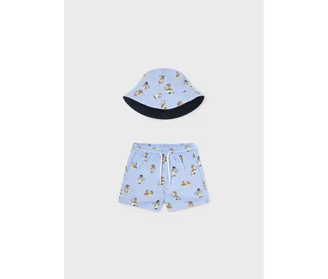 Mayoral Σετ Μαγιό Βερμούδα Με Καπέλο Γαλάζιο | Μαγιό για μωρά - Πόντσο - Πετσέτες Παραλίας - Καπέλα Με Ηλιακή Προστασία στο Fatsules