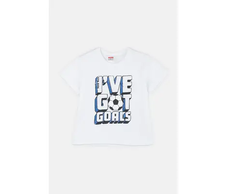 Joyce Παιδικό Σετ με Σορτς 'Goals' Λευκό Μπλε |  Καλοκαιρινά Σύνολα για αγόρι - Σετ Μακό Κοντομάνικα για αγόρι - Σετ Μακό αμάνικα για αγόρι - Σετ μπλούζα και βερμούδα για αγόρι. στο Fatsules