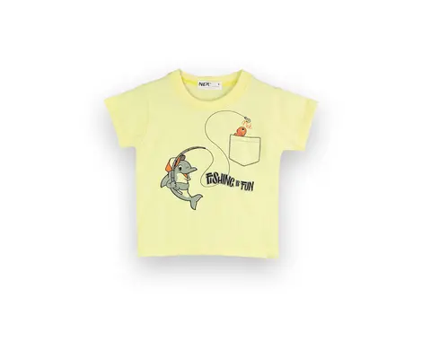 NEK Kids Wear Βρεφικό Σετ με Σορτς 'Fishing' Κίτρινο Λαδί | Βρεφικά Σύνολα - Σετ - Σαλοπέτα στο Fatsules