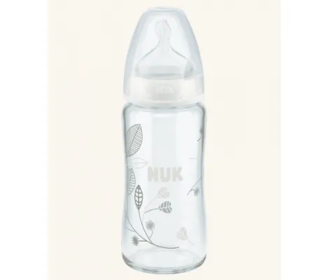 NUK First Choice Plus Μπιμπερό γυάλινο 240ml με θηλή leaves | Μπιμπερό - Θηλές στο Fatsules