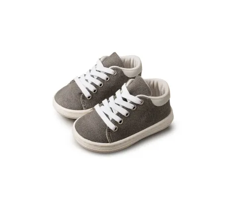 Υφασμάτινο δετό Sneaker Babywalker - Γκρι | Παιδικά Παπούτσια στο Fatsules