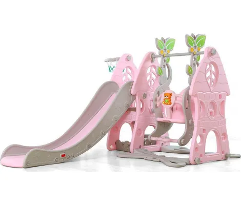 Παιδική Τσουλήθρα με Μπασκέτα Moni Slide with Swing Wonder Pink | Τσουλήθρες στο Fatsules