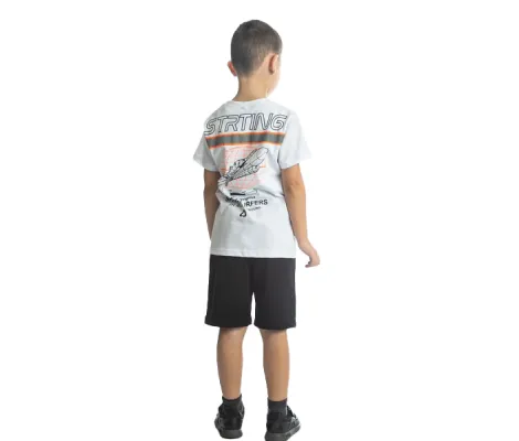 Παιδικό Σετ Βερμούδα με κοντομάνικο μπλουζάκι Joyce Λευκό Μαύρο | Joyce Άνοιξη-Καλοκαίρι 2021 στο Fatsules