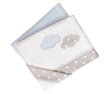 Σετ σεντόνια κούνιας 3 τεμ Baby Star Σύννεφο Σιέλ 110×160εκ. | Προίκα Μωρού - Λευκά είδη στο Fatsules