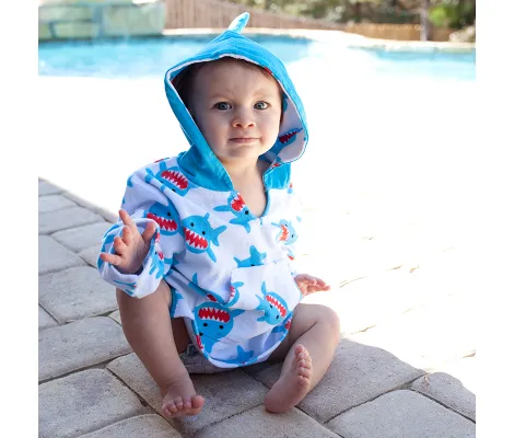Swim Coverup Zoocchini UPF50+ Καρχαρίας | Μαγιό για μωρά - Πόντσο - Πετσέτες Παραλίας - Καπέλα Με Ηλιακή Προστασία στο Fatsules