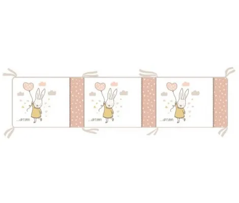 Προστατευτική πάντα κούνιας Kikka Boo Rabbits in Love 180cm Pink | Προίκα Μωρού - Λευκά είδη στο Fatsules