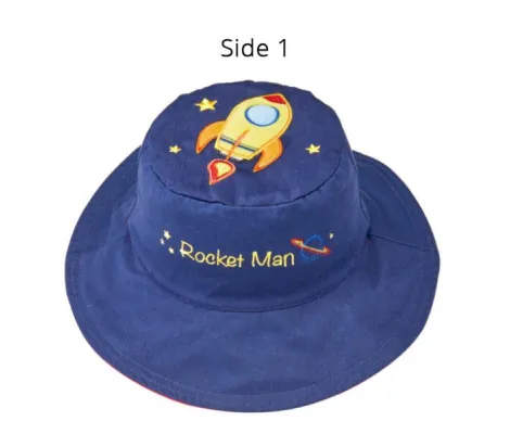 Καπέλο διπλής όψης FlapJackKids UPF50+ αδιάβροχο Διαστημόπλοιο | ΚΑΛΟΚΑΙΡΙΝΑ στο Fatsules