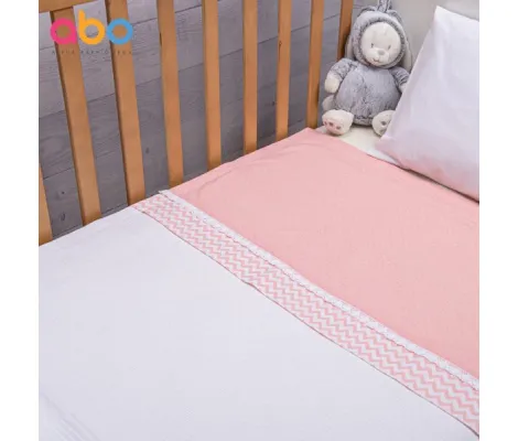 Βρεφική πικέ κουβέρτα Abo Carrot Ροζ 100*150 Λευκό | Προίκα Μωρού - Λευκά είδη στο Fatsules