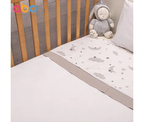 Βρεφική πικέ κουβέρτα Abo Moon 100*150 Λευκό | Προίκα Μωρού - Λευκά είδη στο Fatsules