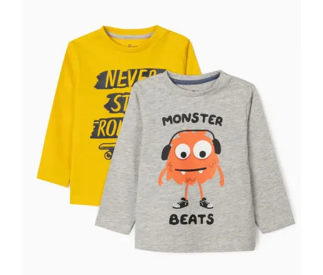 Βρεφικό σετ 2 τεμ. μπλουζάκια Zippy Monster Beats - Γκρι-Κίτρινο | ZIPPY Φθινόπωρο-Χειμώνας 2021/22 στο Fatsules