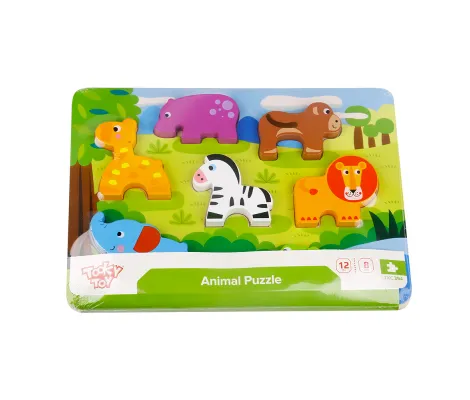 Ξύλινο εκπαιδευτικό παζλ με ζώα της ζούγκλας Cangaroo Tooky Toy Chunky puzzle Animals | Παιδικά παιχνίδια στο Fatsules