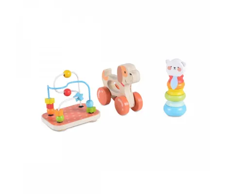 Ξύλινο σετ με 3 εκπαιδευτικά παιχνίδια Cangaroo Moni Toys Wooden toys set | Παιδικά παιχνίδια στο Fatsules