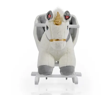 Κουνιστός Ξύλινος Μονόκερος Cangaroo Moni Toys Plush rocking animal Moon White | Παιδικά παιχνίδια στο Fatsules