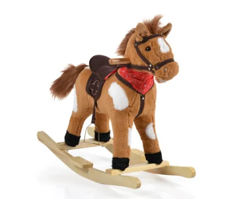 Κουνιστό Ξύλινο Αλογάκι χωρίς ρόδες Cangaroo Moni Toys Plush rocking animal horse Thunder | Παιδικά παιχνίδια στο Fatsules