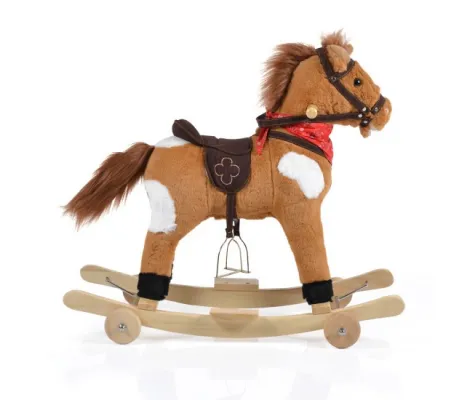 Κουνιστό Ξύλινο Αλογάκι με ρόδες Cangaroo Moni Toys Plush rocking animal horse Thunder | Παιδικά παιχνίδια στο Fatsules