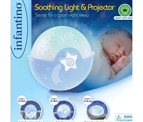 Μουσικός προβολέας με αισθητήρα ήχου Infantino Wom Soothing Light & Projector Blue | Λευκοί ήχοι - Προτζέκτορες στο Fatsules