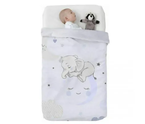 Ισπανική βελουτέ κουβέρτα Manterol Baby Vip 75x100cm 529 C08 Blue | Προίκα Μωρού - Λευκά είδη στο Fatsules