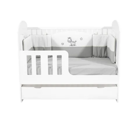 Κρεβάτι Just Baby με συρτάρι και μπαριέρα Stern White + Δώρο στρώμα | Βρεφικό Δωμάτιο στο Fatsules